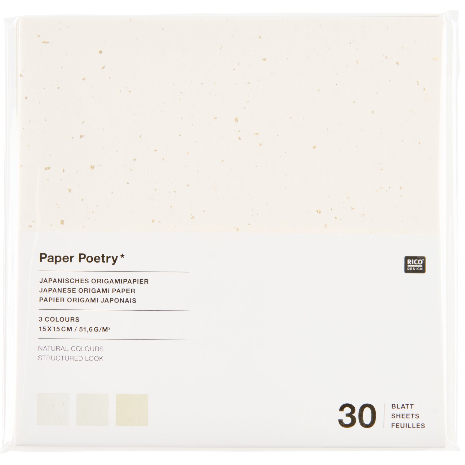 Paper Poetry Japanese Origami Natural 30 Blatt 15x15cm von Rico Design