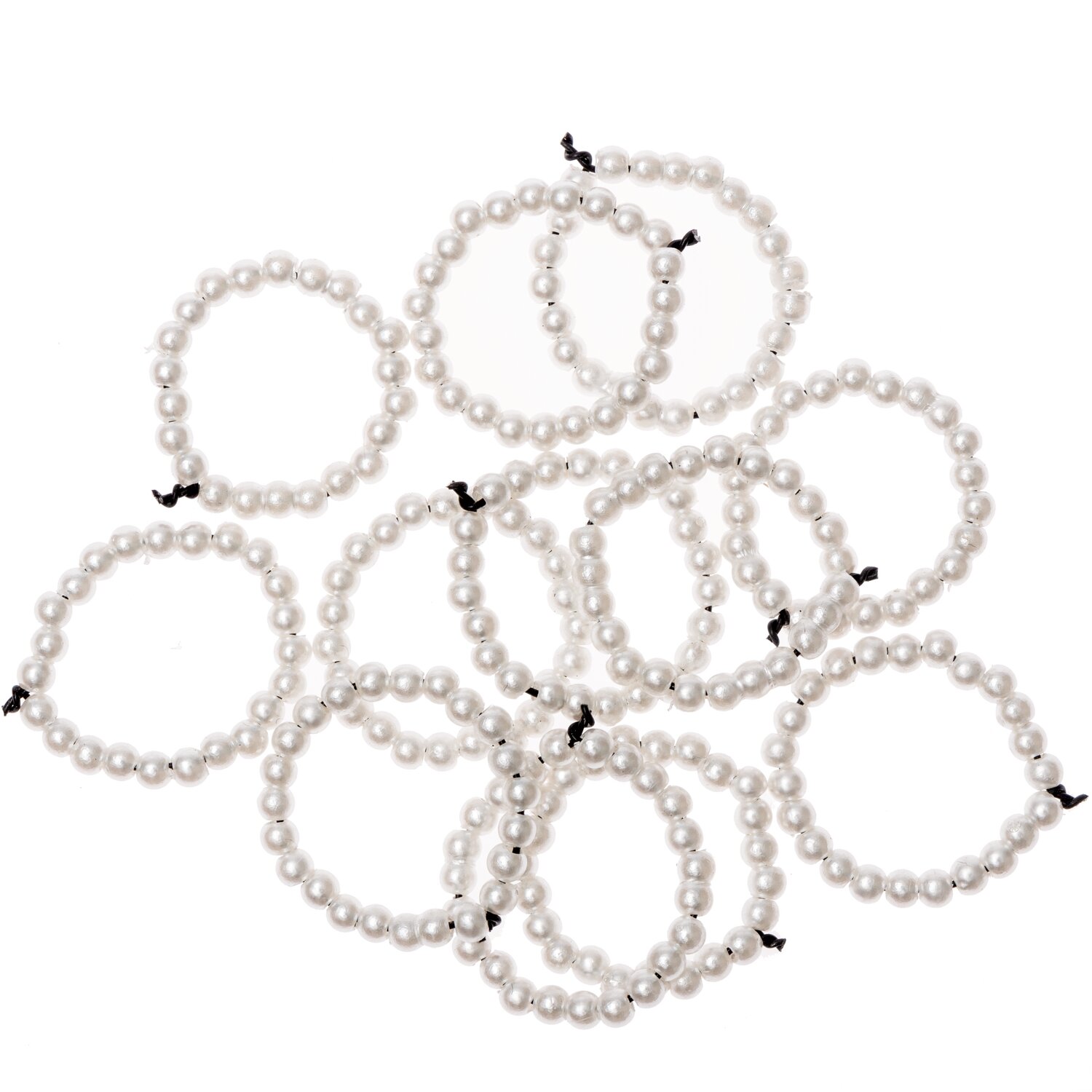 Perlenstreu Ring perlmutt 12 Stück: Weiße Perlenringe von Rico Design, ideal für Dekorationen.