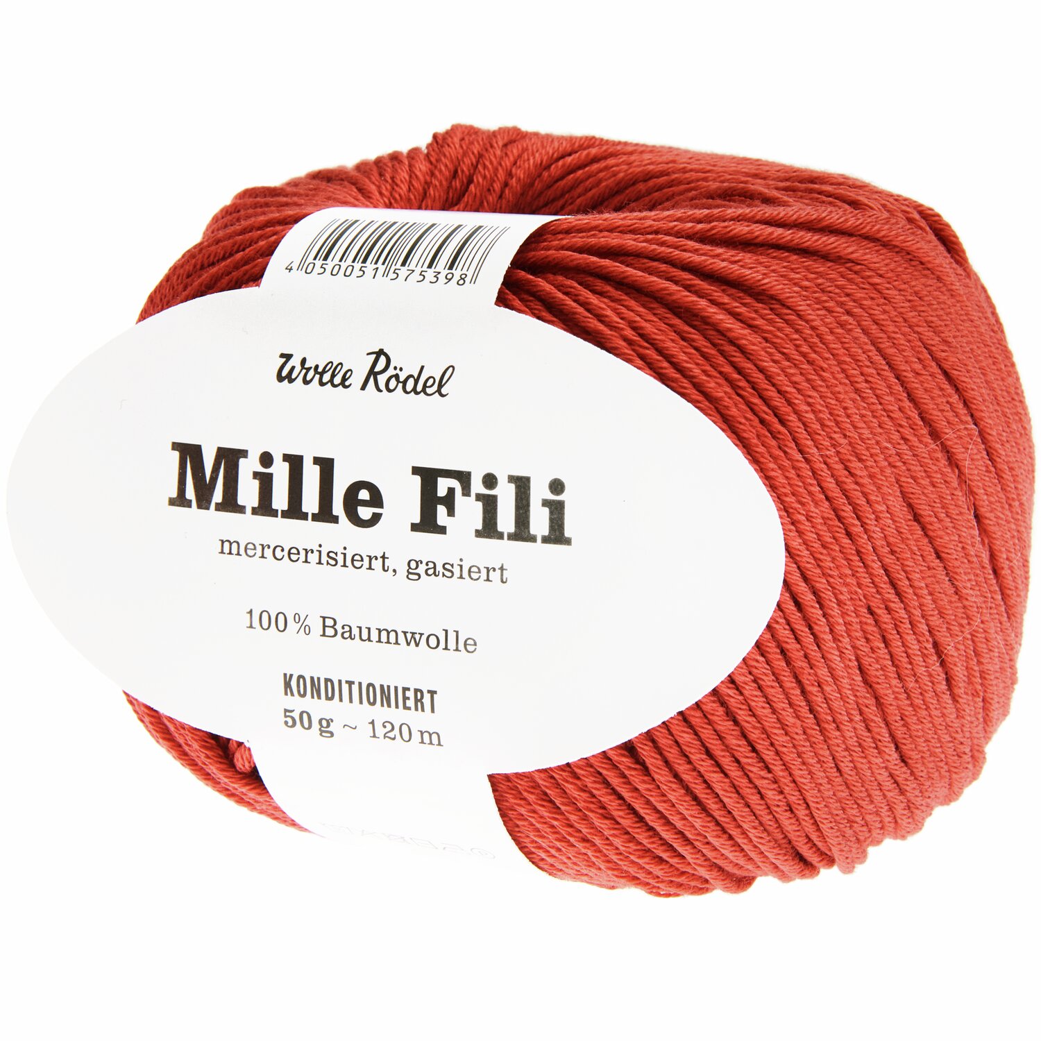 Mille Fili: Knäuel aus 100% Baumwolle in Terracotta von Wolle Rödel, 50g, 120m, mercerisiert.