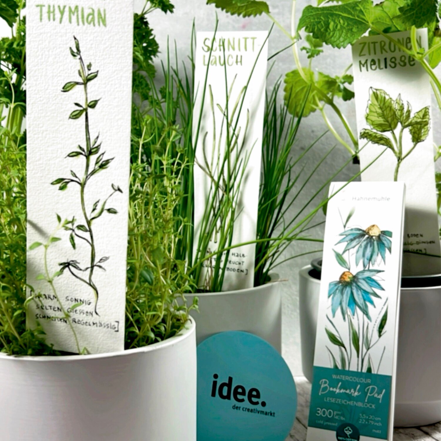 Anleitung Kräuterschilder @cube.w3 mit Hahnemühle Bookmark Pad von idee. Creativmarkt 
