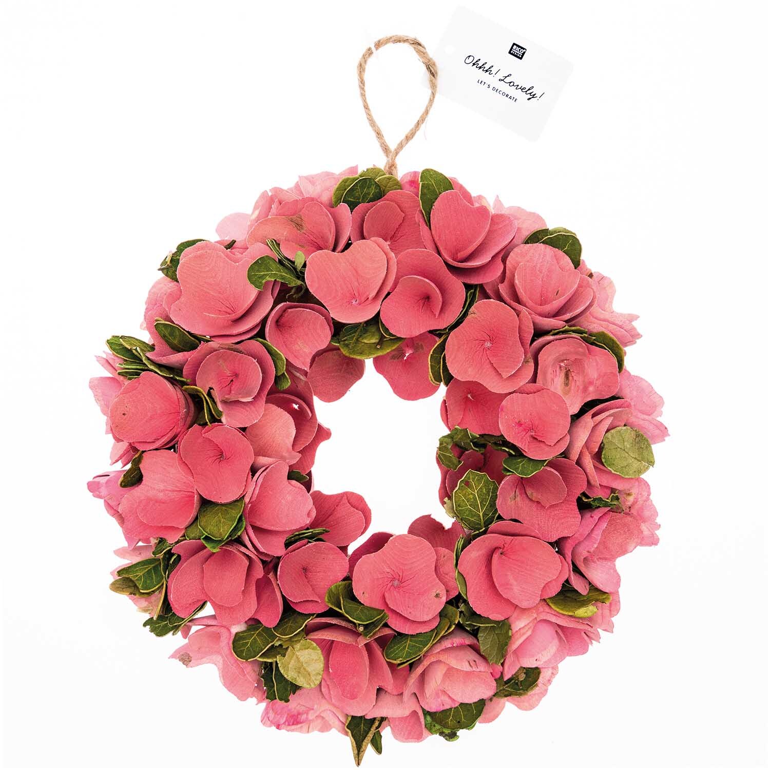Holzblumenkranz rosa 26cm von Rico Design