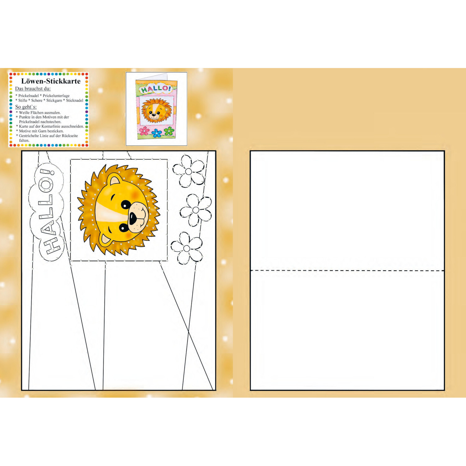 Mein Prickel-Bastelbuch von Christophorus Verlag in der Christan Verlag Mein Prickel-Bastelbuch: Löwen-Stickkarte zum Ausmalen und Basteln, ideal für kreative Kinder.