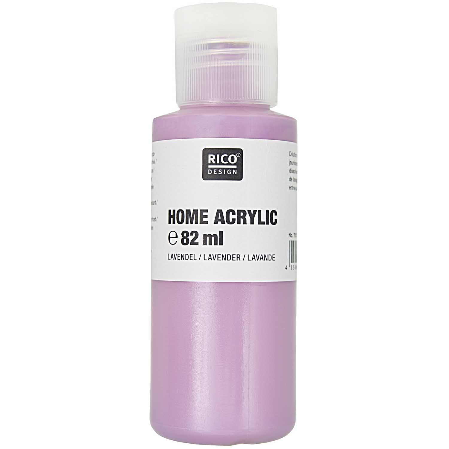 Home Acrylic  82ml Farbe Lavendel von Rico Design Home Acrylic: Flasche mit 82 ml lavendelfarbener Acrylfarbe von Rico Design, ideal für kreative Projekte.
