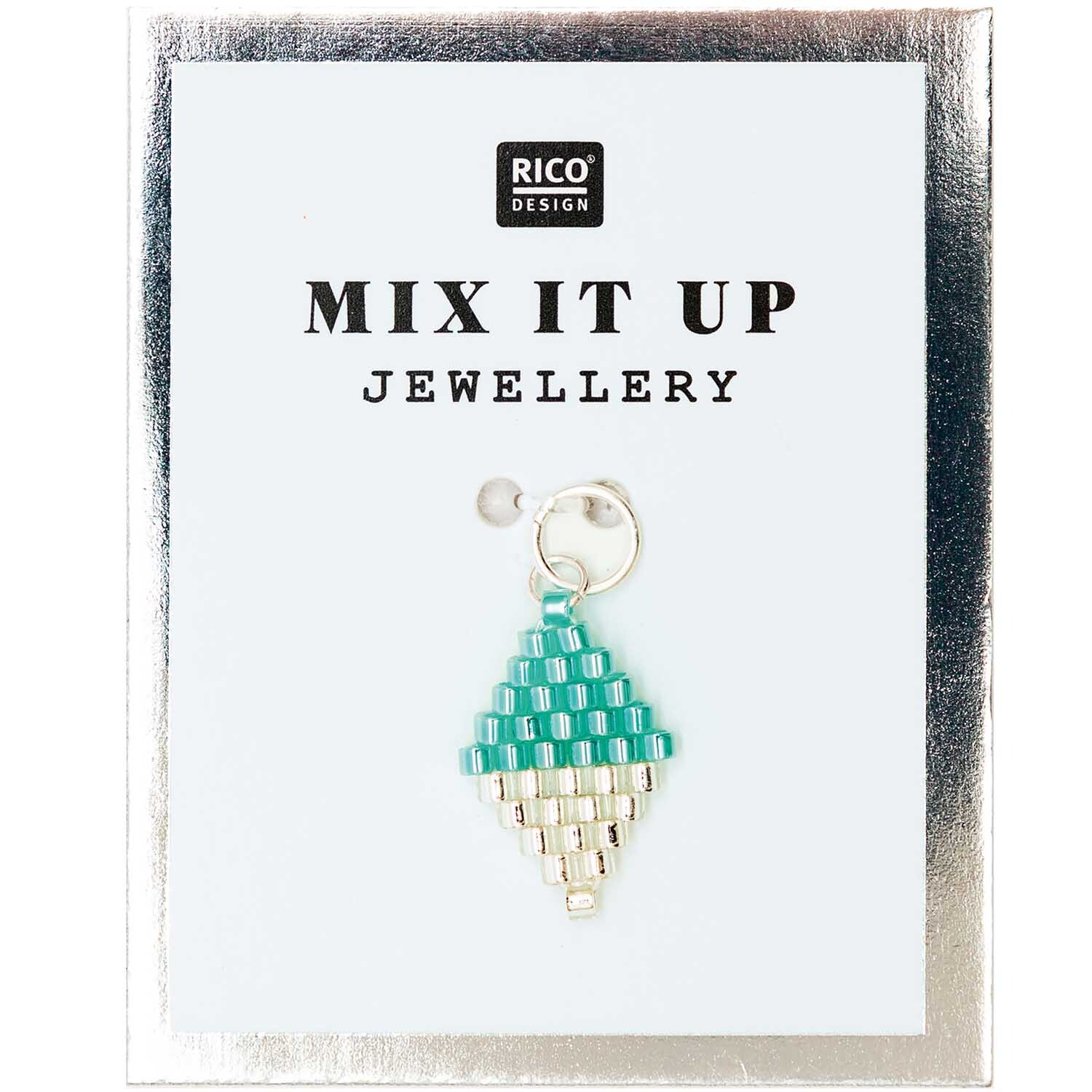 Mix it Up - Jewellery Brick Stitch Raute grün-silber 10x15mm von Rico Design