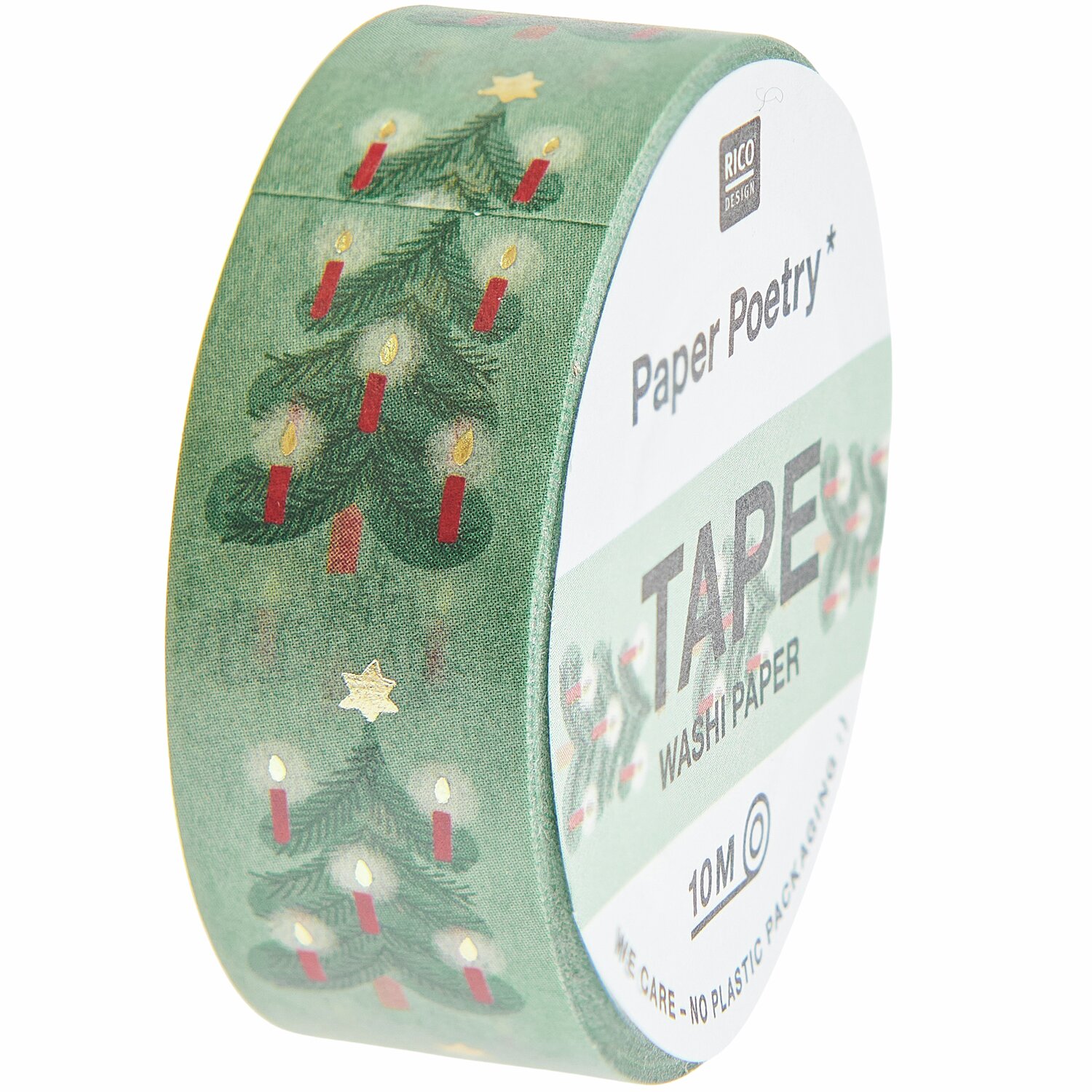 Paper Poetry Tape Weihnachtsbäume Mint 1,5cm 10m von Rico Design