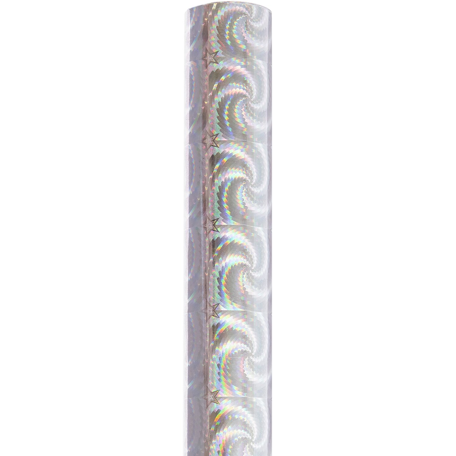Paper Poetry Geschenkpapier mit holographischen Sternen, 200x70cm, silber, von Rico Design. Ideal für festliche Anlässe.