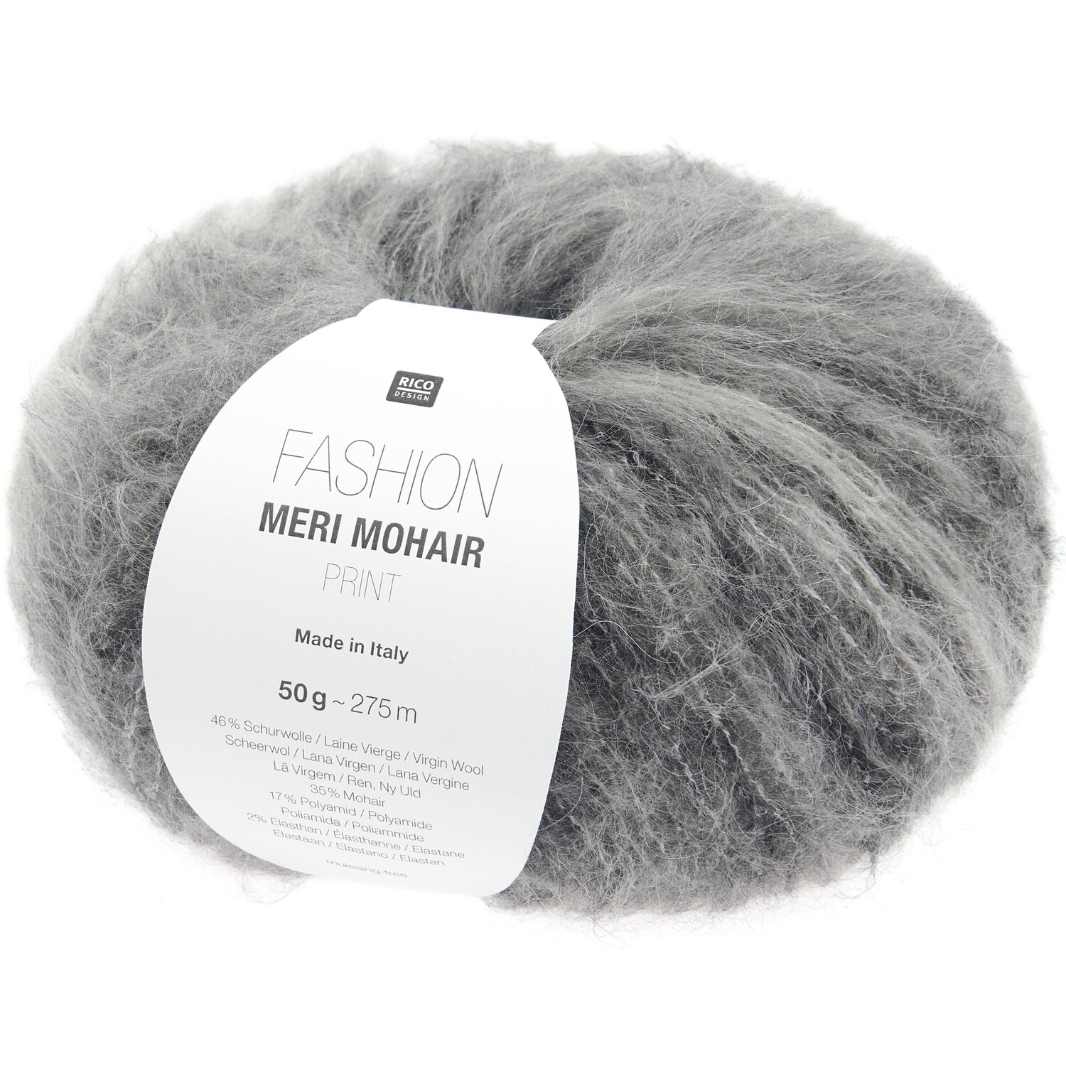 Fashion Meri Mohair Print 50g 275m Farbe Stone Grey von Rico Design Fashion Meri Mohair Print 50g 275m Farbe Stone Grey von Rico Design