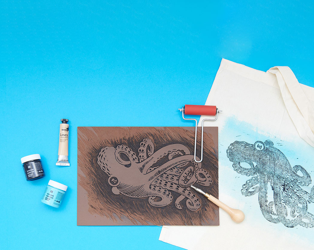 Linoldruck Set 4 Platten - 2x A4 & 2x A6 Weichgummi Für Stempel & Basteln