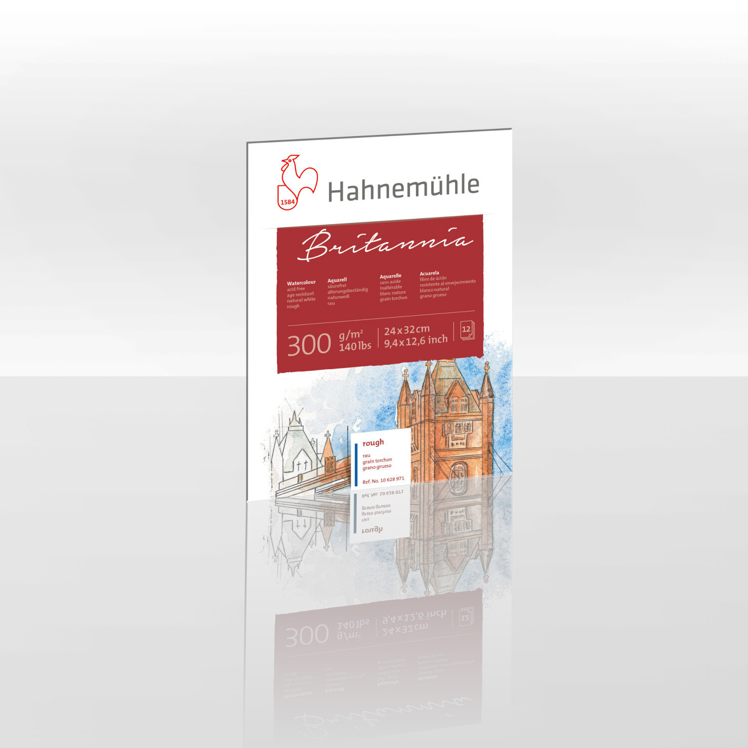 Aquarellblock Britannia rau 300g/m² 12 Blatt von Hahnemühle FineArt 