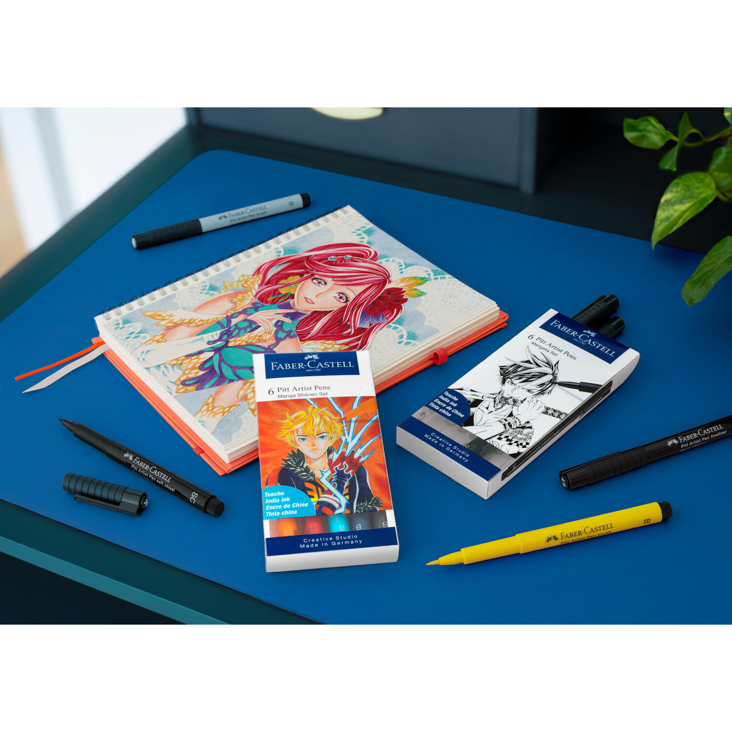 Pitt Artist Pen Manga schwarz Tuschestift-Set 6-teilig von Faber-Castell 