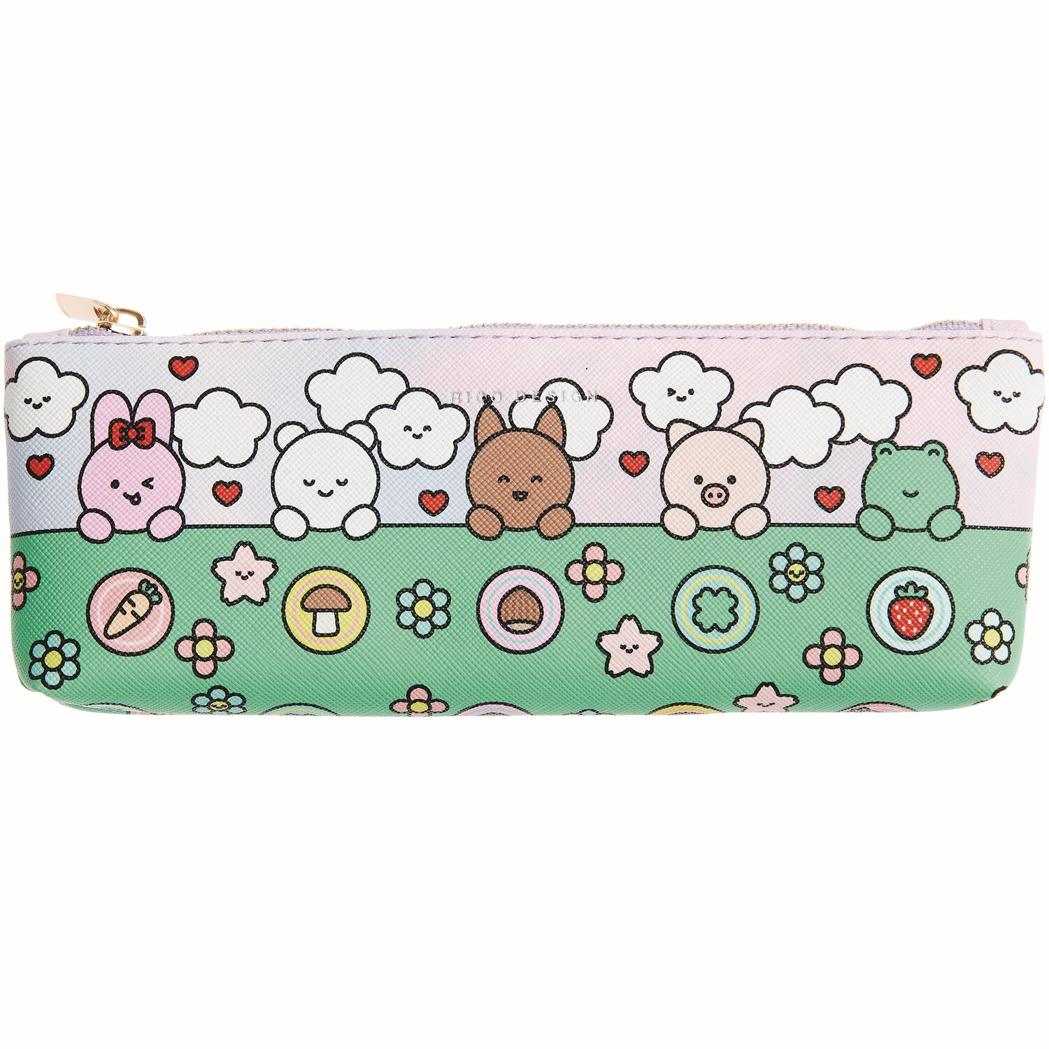 Etui M Chingu: Buntes Federmäppchen mit niedlichen Tiermotiven und Blumen, 20x6,5cm.
