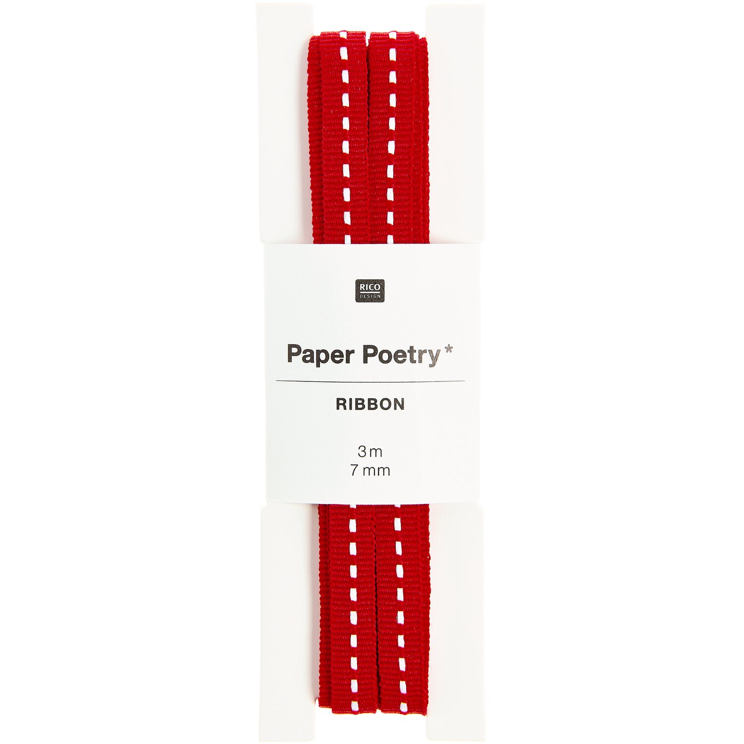 Paper Poetry Webband mit Naht Rot-Weiß  7mmx3m von Rico Design
