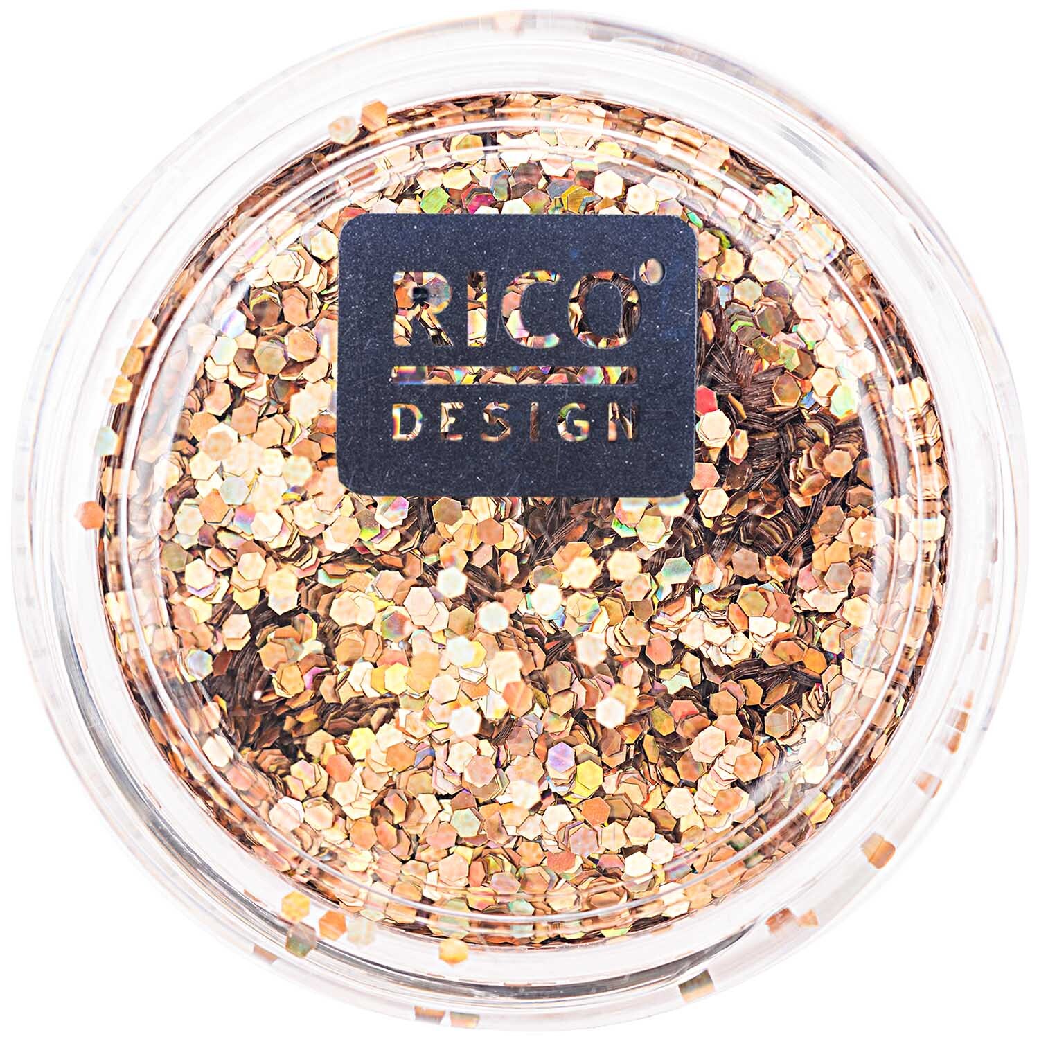 Hologramm Glitter große Flakes 6g Farbe Rotgold von Rico Design