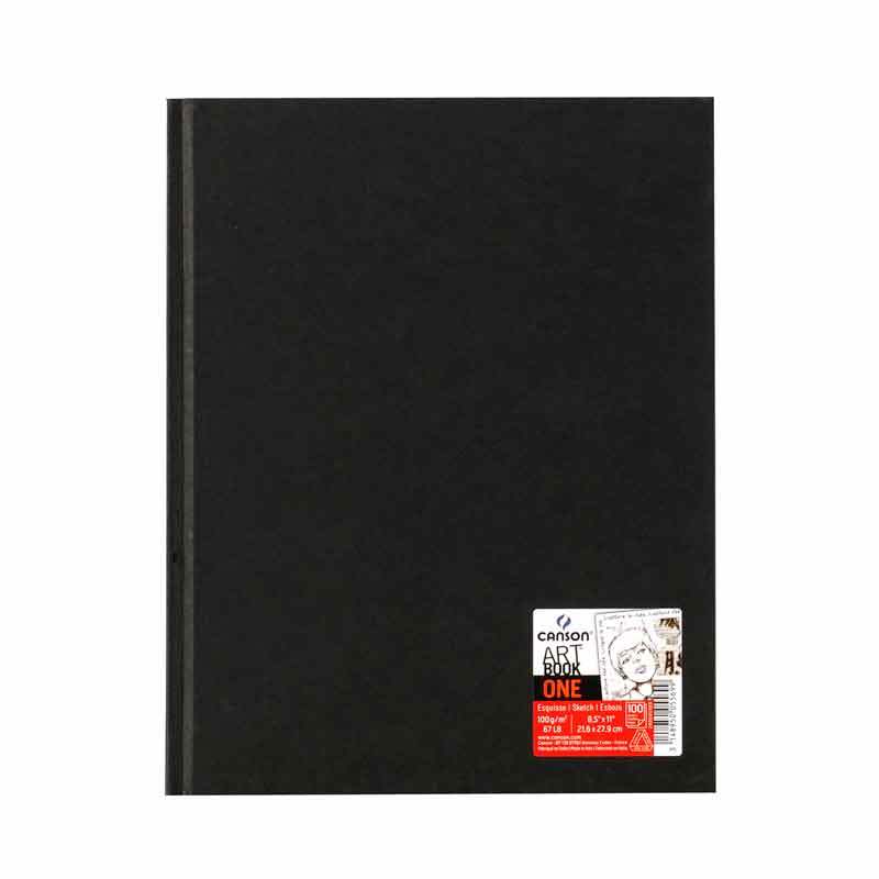 Art Book One Skizzenbuch mit 98 Blatt, schwarzes Cover, Marke Canson, ideal für Künstler.