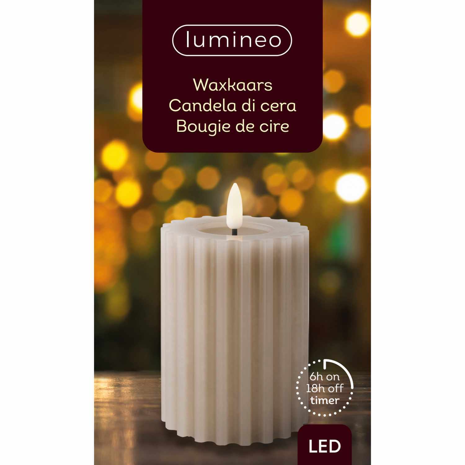 LED-Stumpenkerze geriffelt aus Wachs 12,3cm LED-Stumpenkerze geriffelt aus Wachs 12,3cm