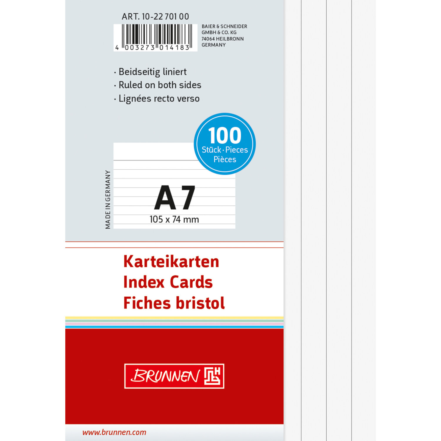 Karteikarte Weiß 100 Stück von Baier & Schneider 