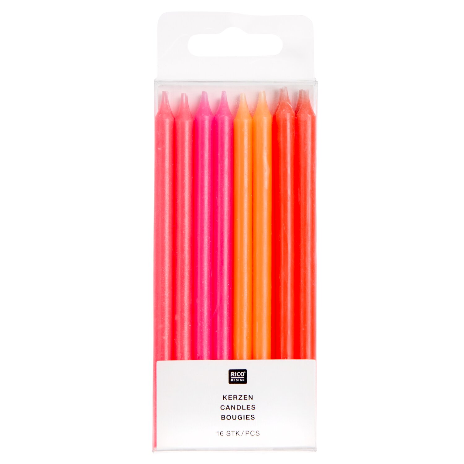 Kerzen lang 12cm 16 Stück Farbe Neon von Rico Design
