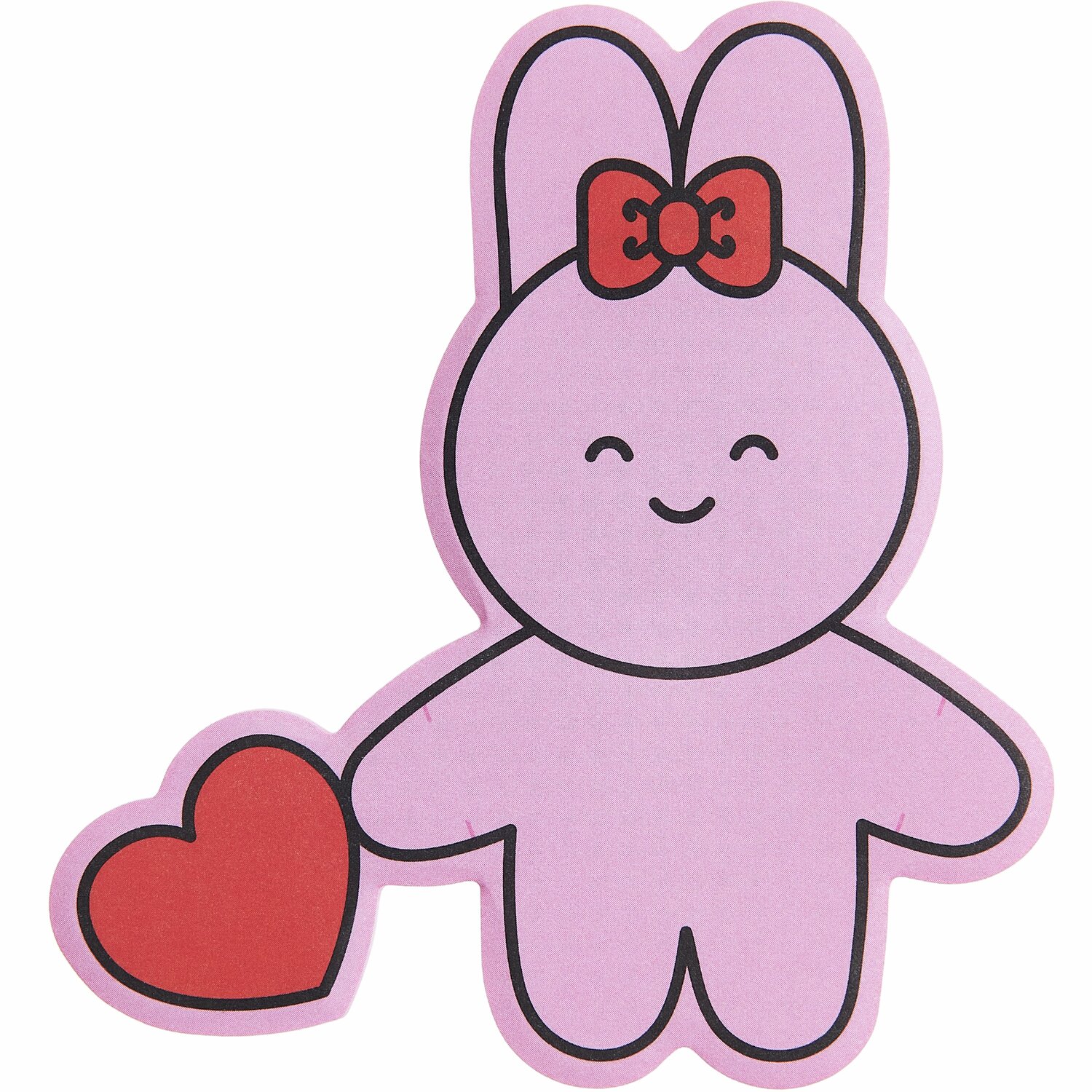 Paper Poetry Haftnotizen Hase, rosa Häschen mit roter Schleife und Herz, 86x93mm, 25 Blatt.