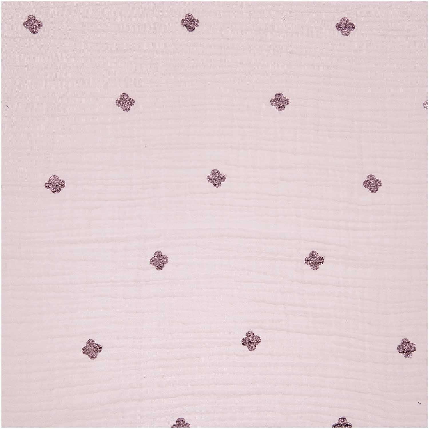 Meterware Krinkelmusselin Blüten rosa Hot Foil Meterware Krinkelmusselin Blüten rosa Hot Foil