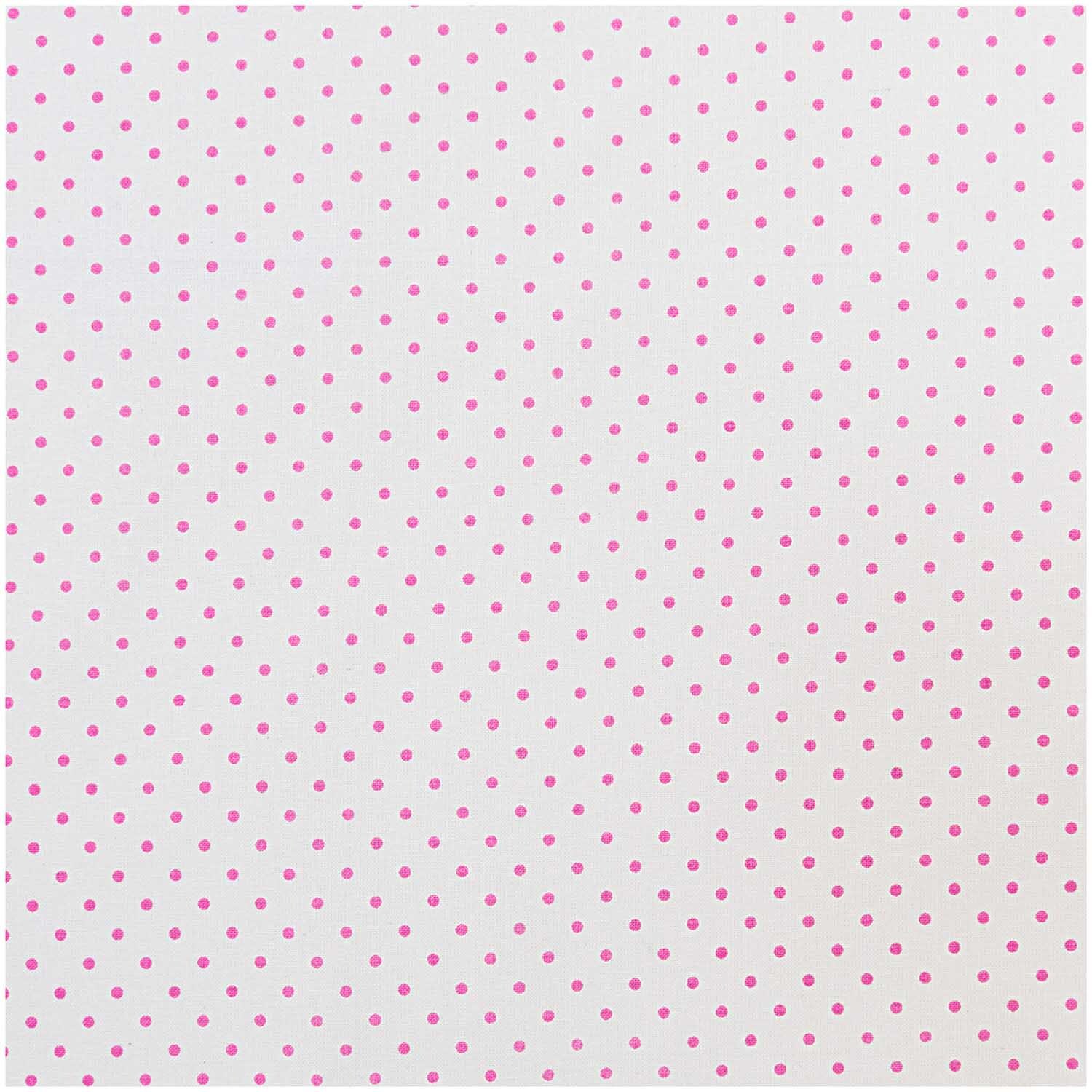 Stoff Pünktchen weiß-pink 50x160cm von Rico Design mit rosa Punkten auf weißem Hintergrund. Ideal für kreative Nähprojekte.