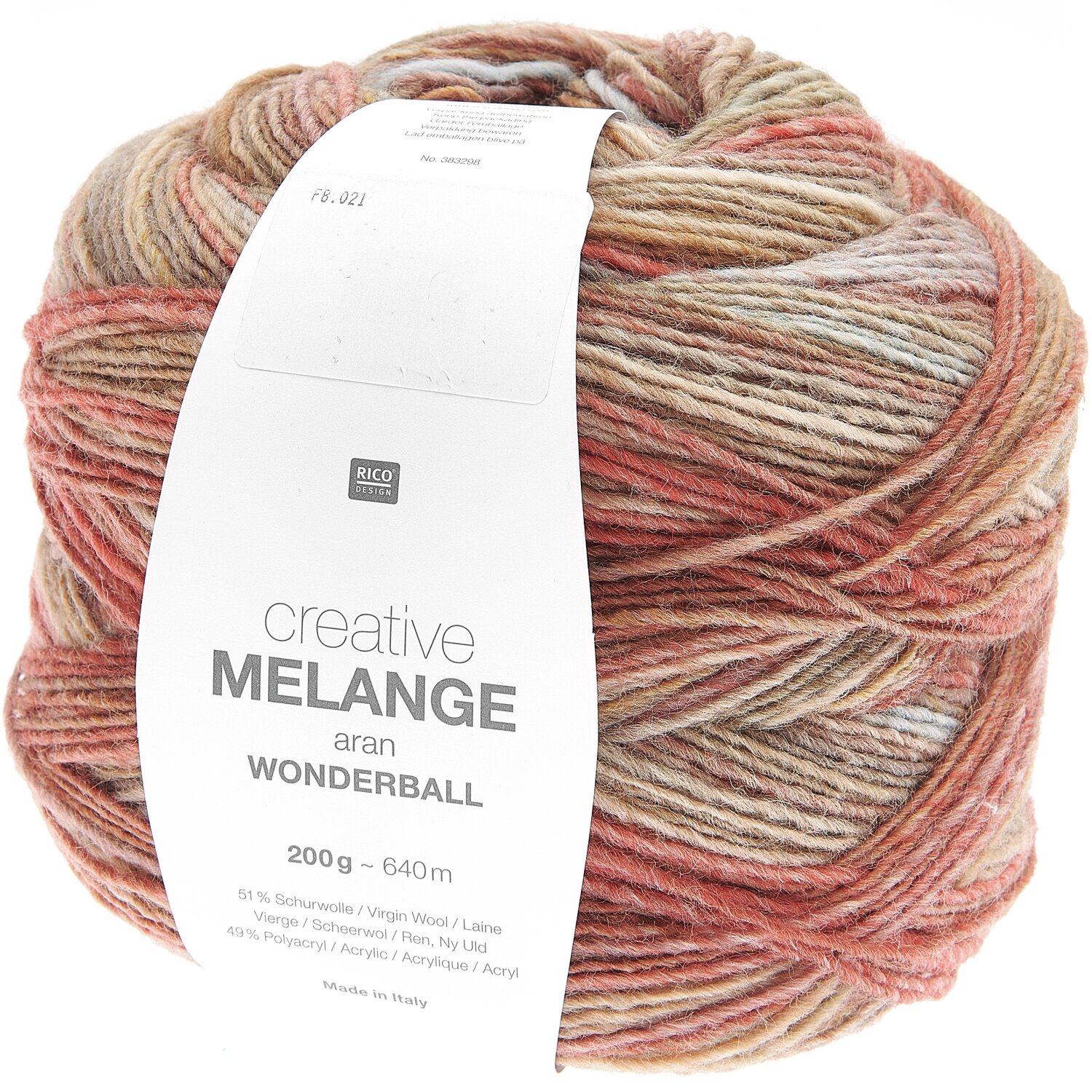 Creative Melange aran Wonderball, 200g 640m, Oliv-Rost, von Rico Design. Vielseitiges Garn für Strickprojekte in warmen Erdtönen.