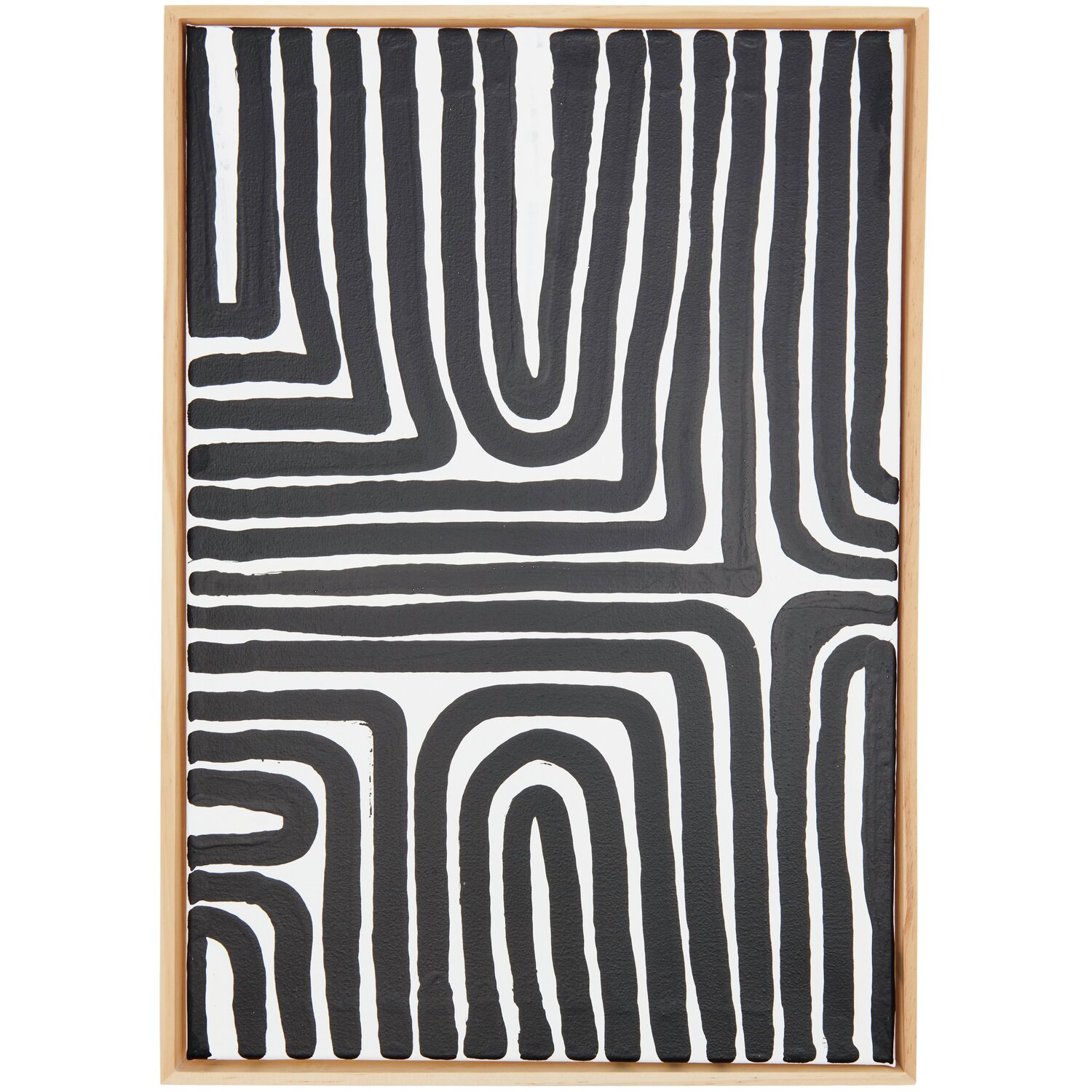 Squeeze Acrylic Marker 60ml: Schwarz-weiße Linienkunst auf Leinwand, gerahmt in Holz.