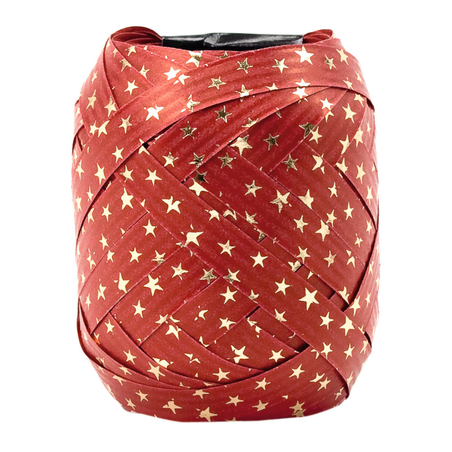 Geschenkband Spacetime, rotes Band mit goldenen Sternen, 10mmx12m, ideal für festliche Dekorationen.