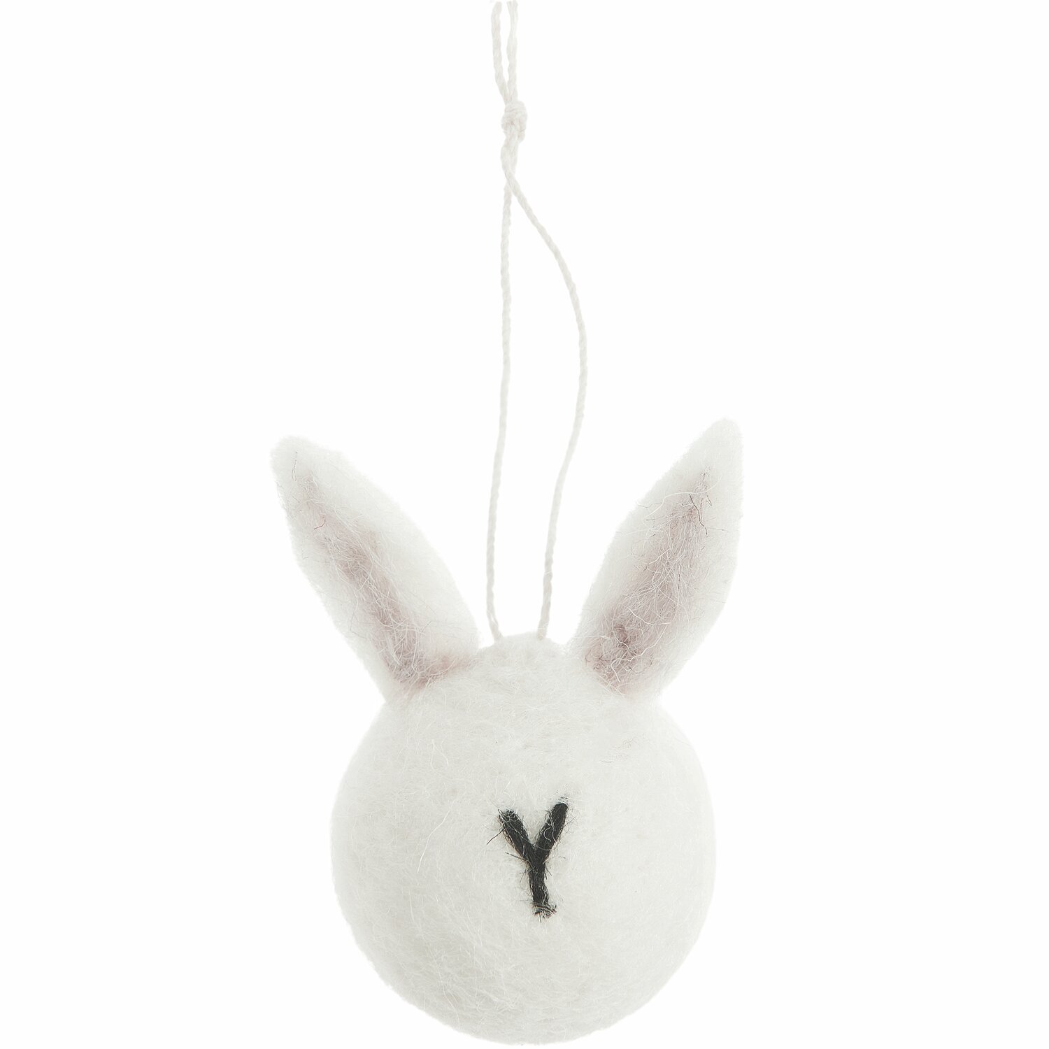 Aufhänger Filz-Hasenkopf Weiß von Rico Design, 7x4x4cm, mit langen Ohren und Aufhängeschnur.