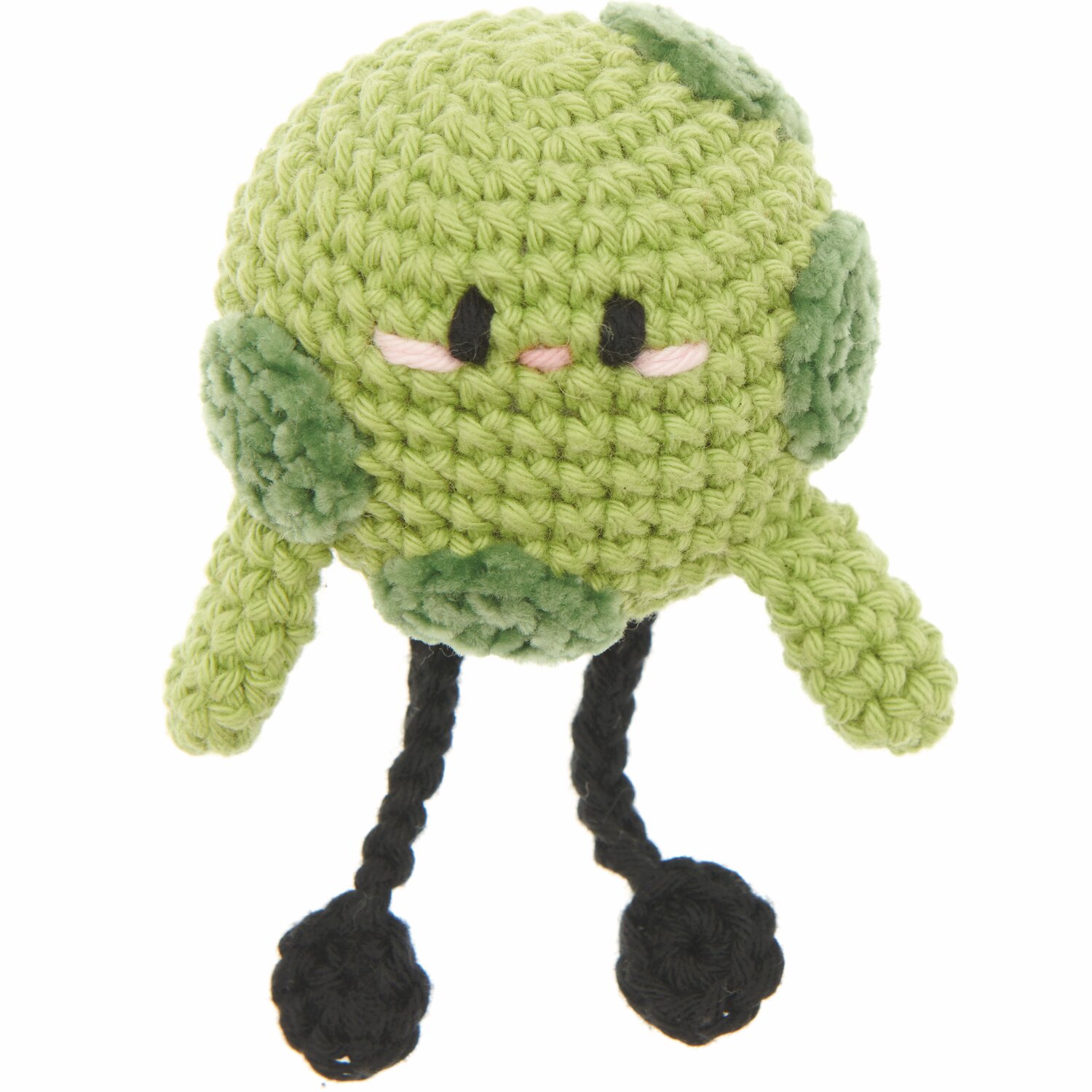 Ricorumi Nilli Nilli, gehäkelte Figur in Pistazie mit schwarzen Beinen, aus der Serie Ricorumi Rainbow Weirdos.