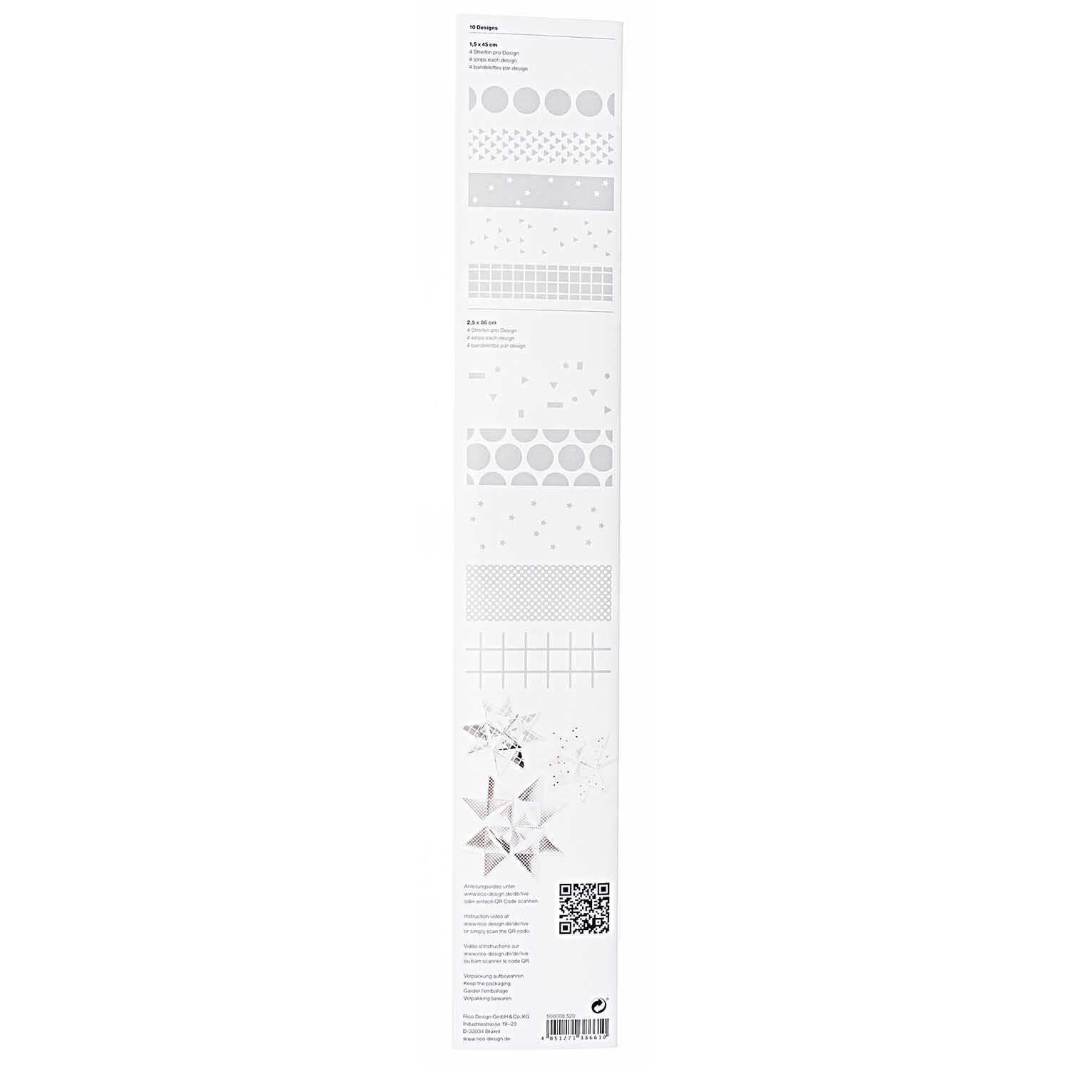 Paper Poetry Fröbelstreifen Graphic weiß-silber 40 Stück Paper Poetry Fröbelstreifen Graphic weiß-silber 40 Stück