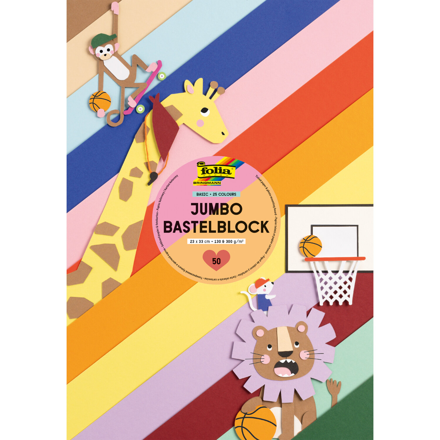 Jumbo Bastelblock Tonpapier/Fotokarton 50 Blatt 23x33cm von Max Bringmann 