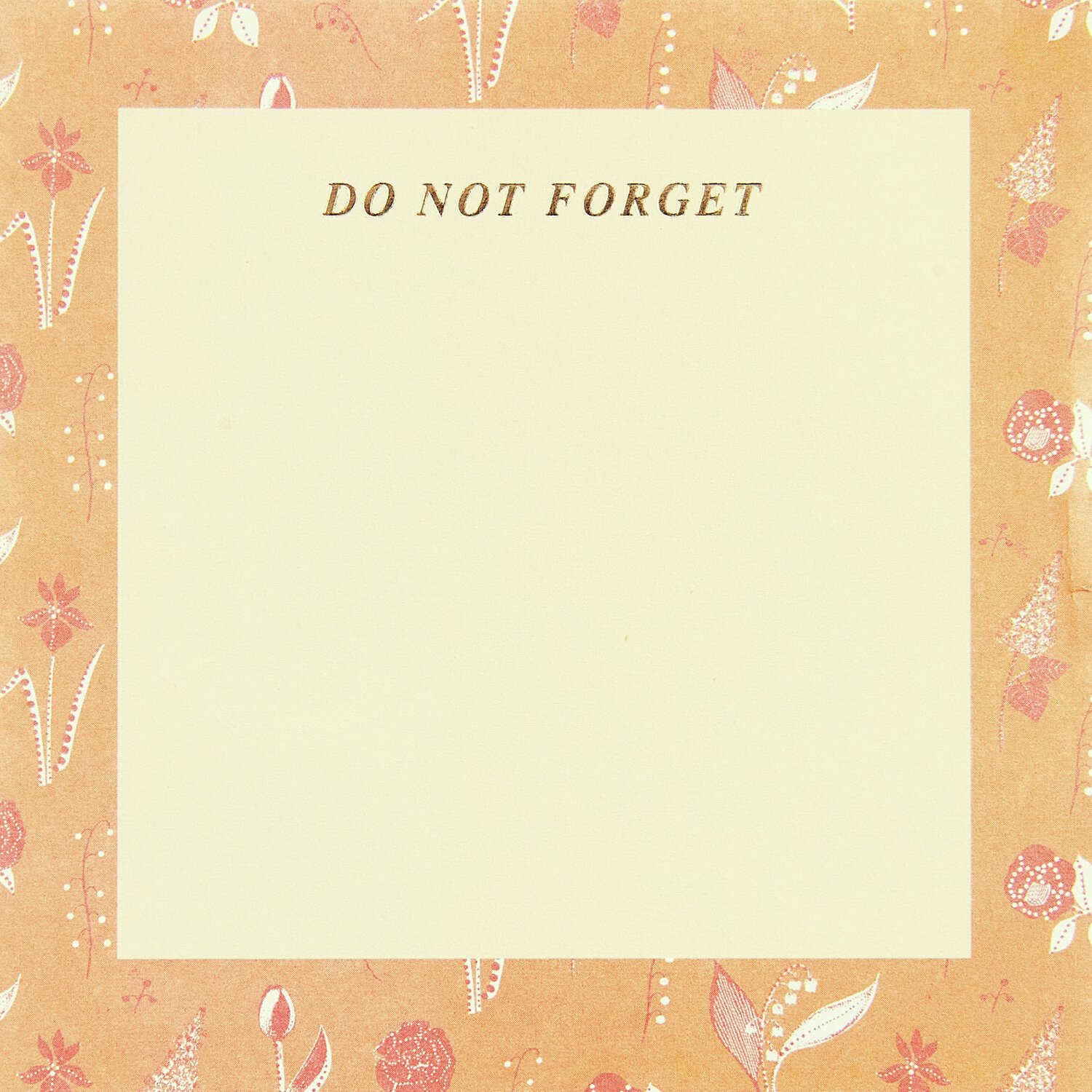 Paper Poetry Notizzettel-Box Flower Frames 200 Blatt, cremefarbener Zettel mit floralen Mustern auf orangefarbenem Hintergrund, 9x9cm.