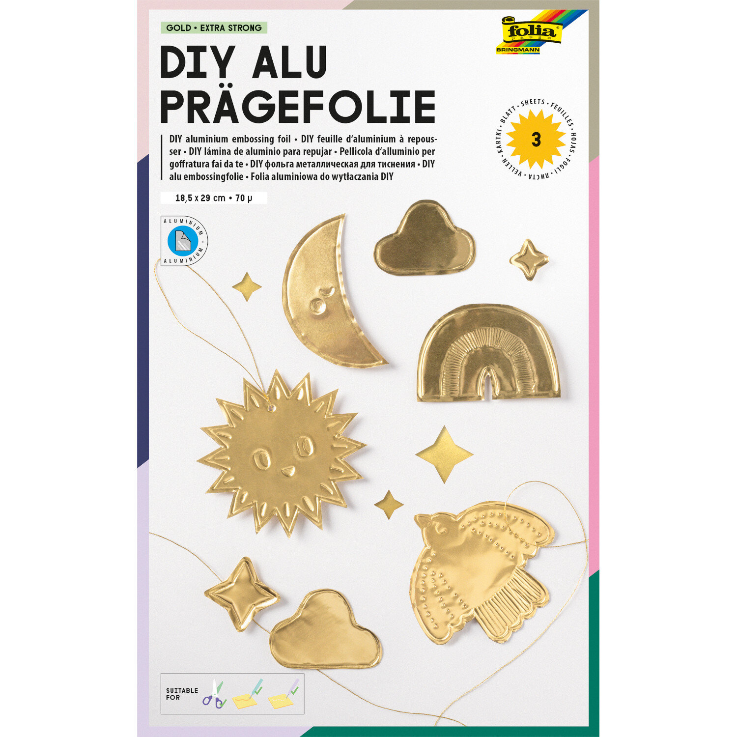 Prägefolie 18,5x29,5cm 3 Bogen Farbe Gold von Max Bringmann 