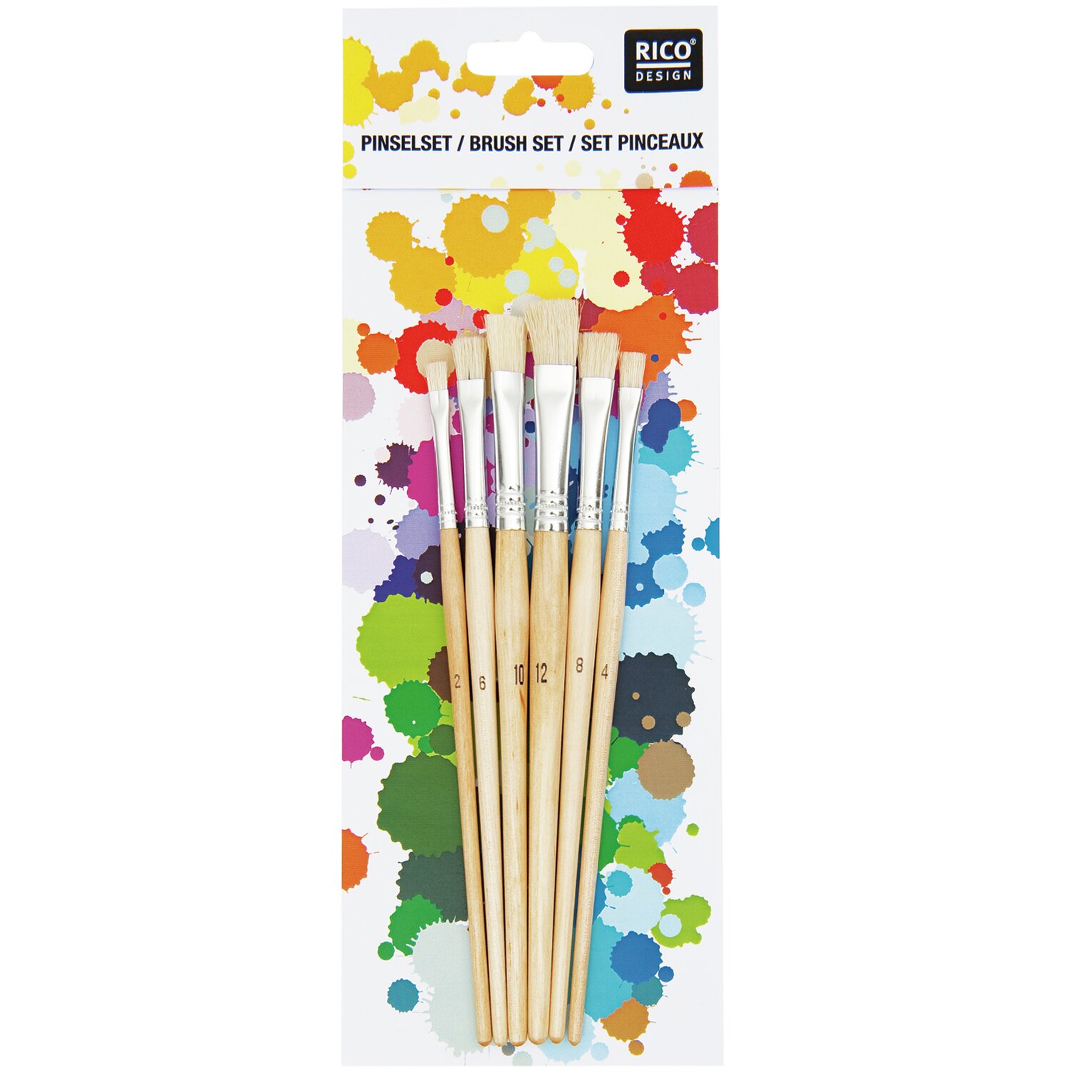 Borstenpinsel flach 6er Set No. 2