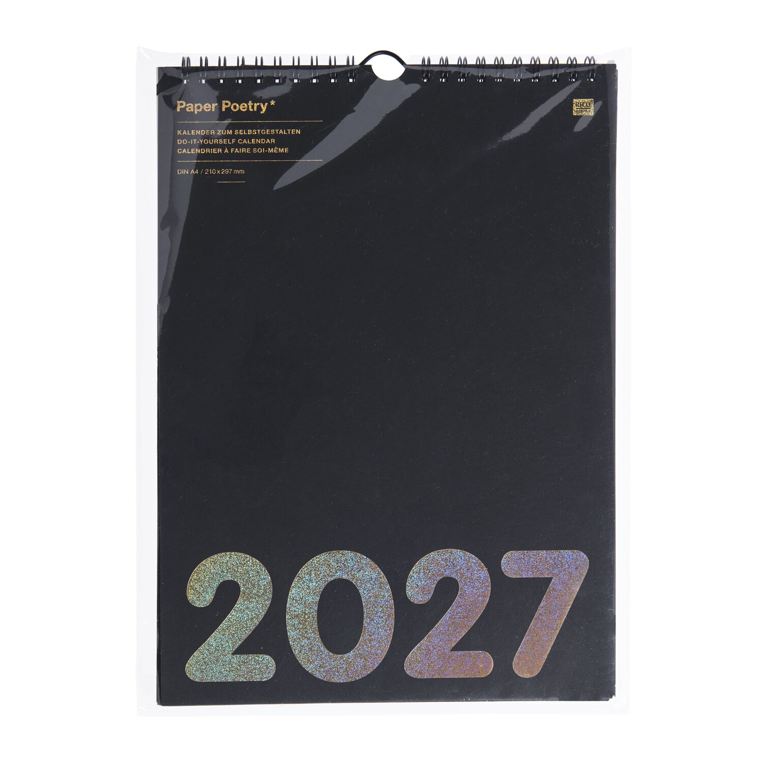 Paper Poetry Bastelkalender 2027 A4 Farbe Schwarz von Rico Design