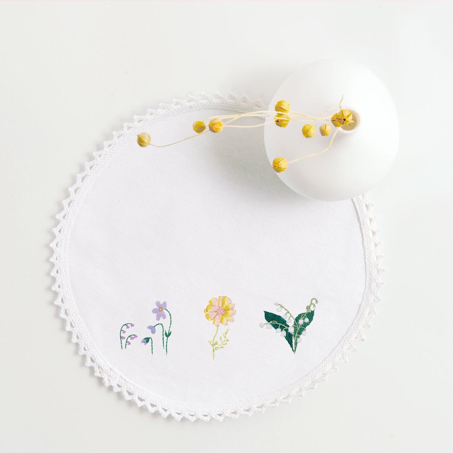 Untersetzer mit Spitze Weiß rund 2 Stück Ø20cm von Rico Design