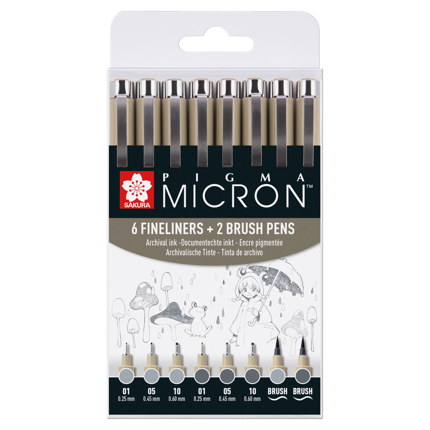 Pigment Liner Sakura Pigma Micron Fineliner Set Kaltgrau