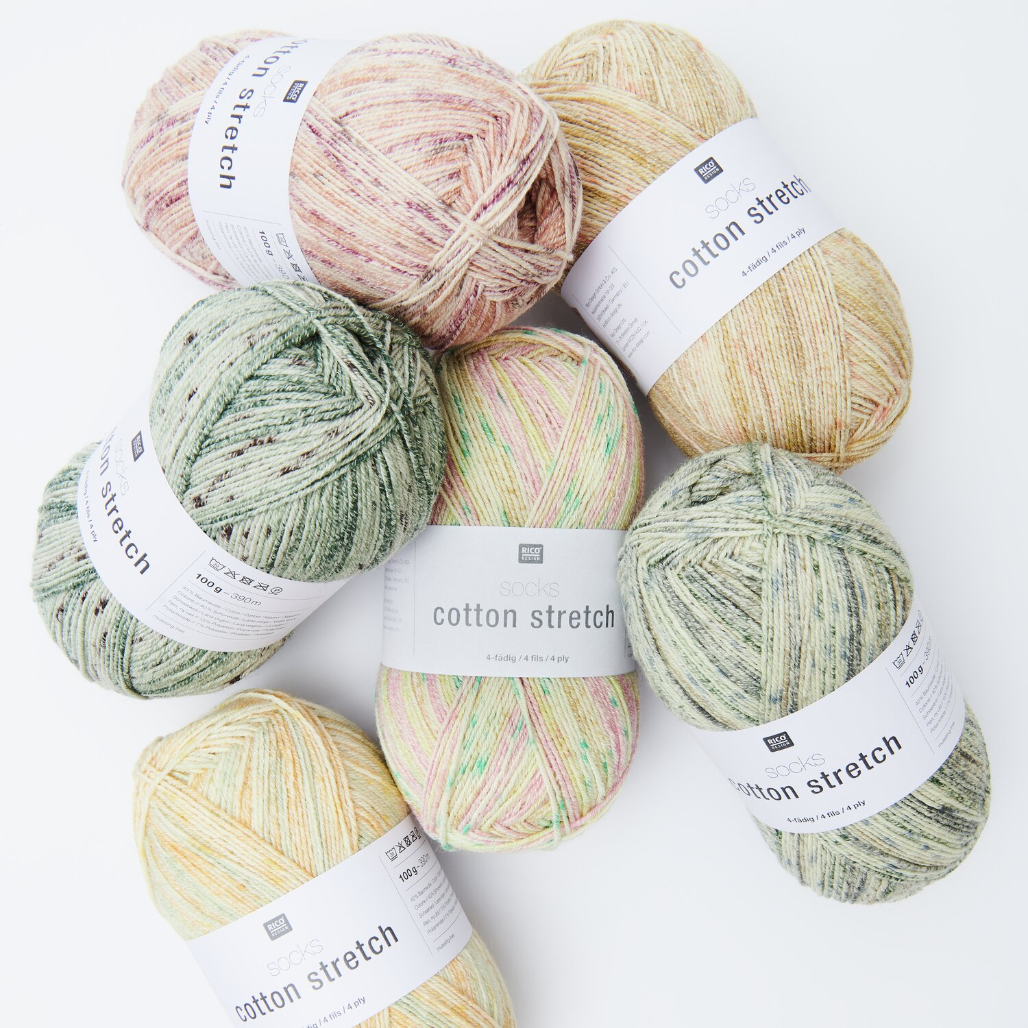 Socks Cotton Stretch 4-fädig 100g 390m Farbe Peaches von Rico Design