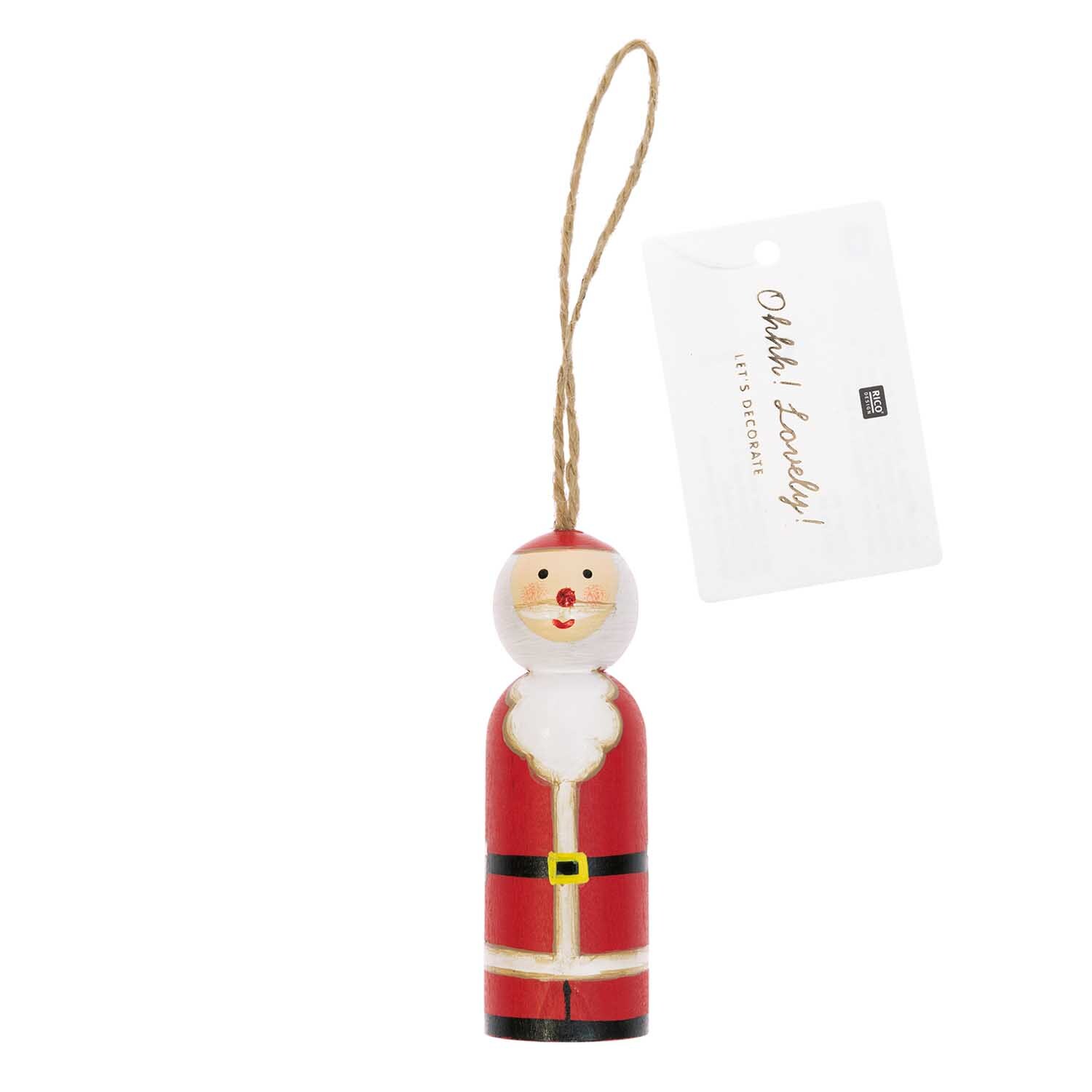 Holzhänger Weihnachtsmann rot 3x9cm von Rico Design
