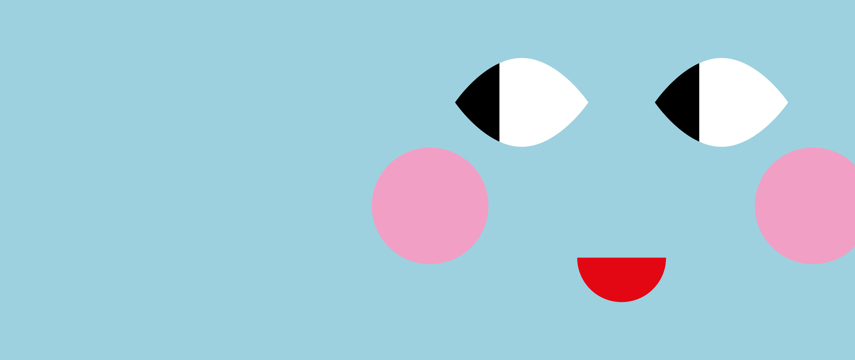 Grafisches lachendes Gesicht auf hellblauen Hintergrund