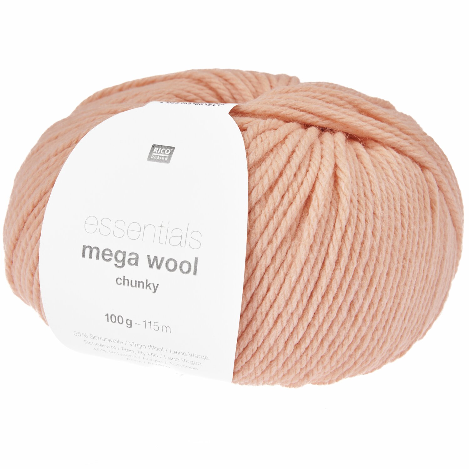 Essentials Mega Wool chunky 100g 115m Farbe Apricot von Rico Design Essentials Mega Wool chunky in Apricot, 100g 115m, ideal für Strickset Kragen Modell 35.