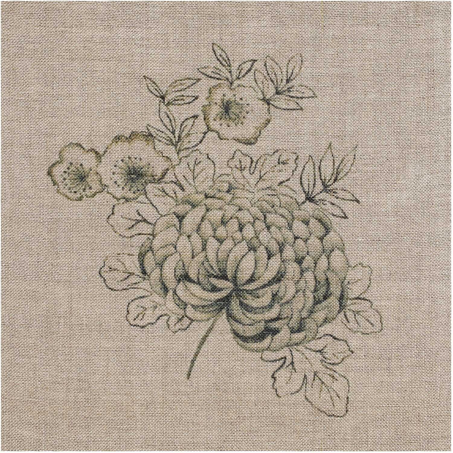 Leinenband bedruckt Chrysantheme natur 11-fädig 30cm
