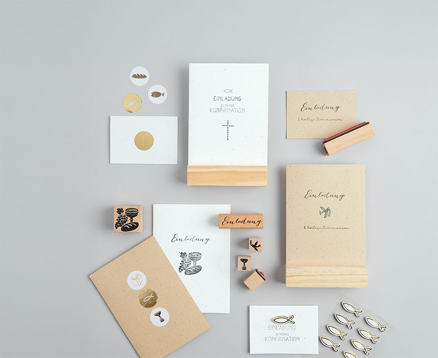 selbstgemachte Karten für Kommunion und Konfirmation