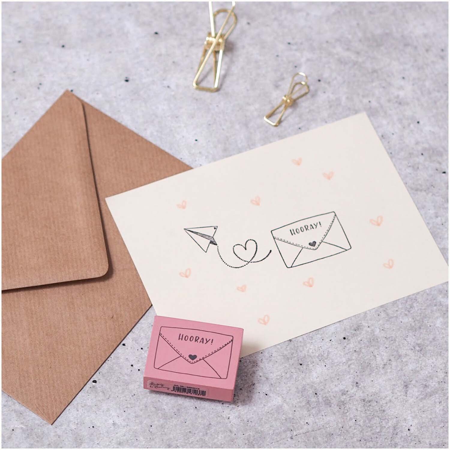Stempel Hooray! rosa 35x45mm Stempel Hooray! rosa 35x45mm