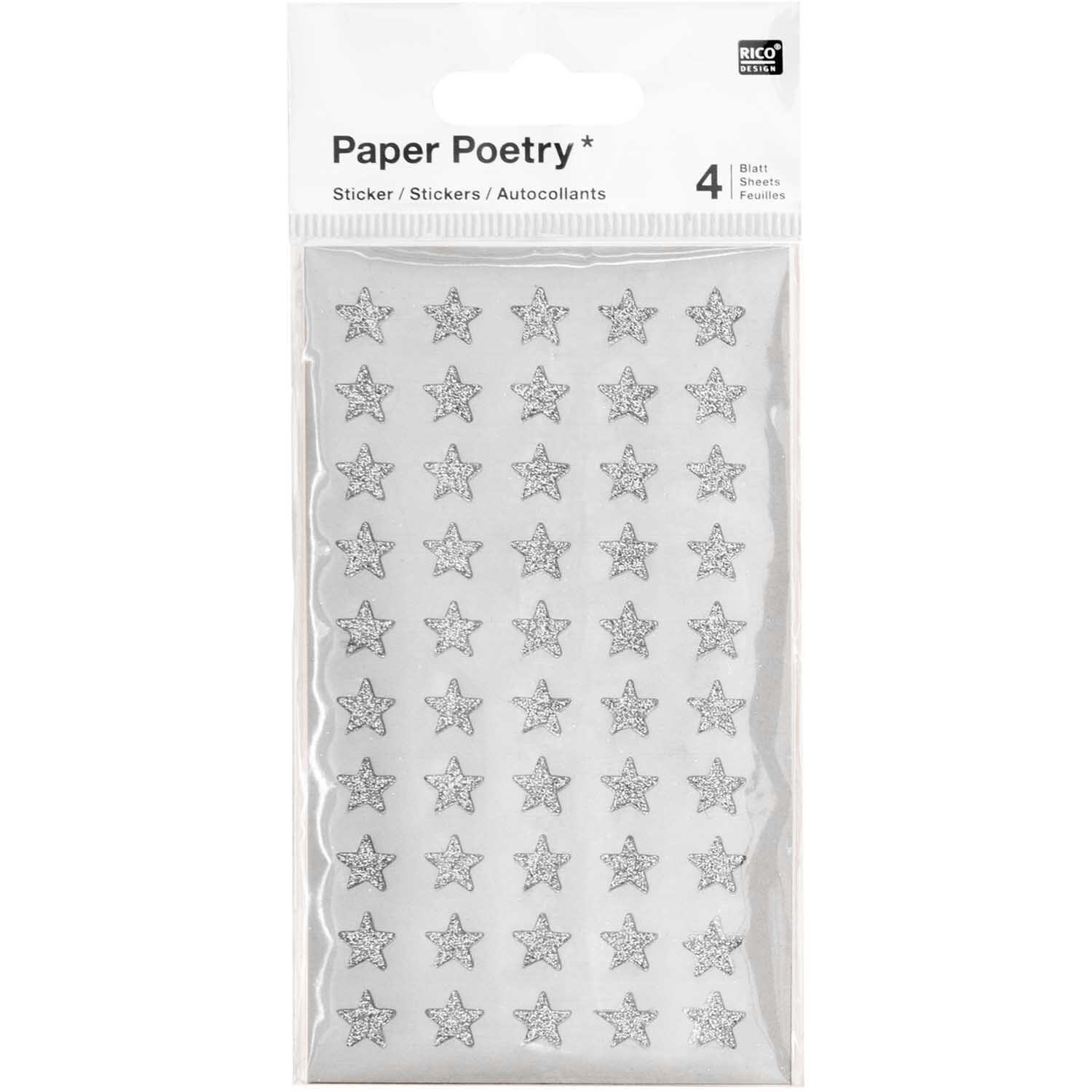 Paper Poetry Sticker Sterne Glitter silber 4 Blatt Paper Poetry Sticker Sterne Glitter silber 4 Blatt