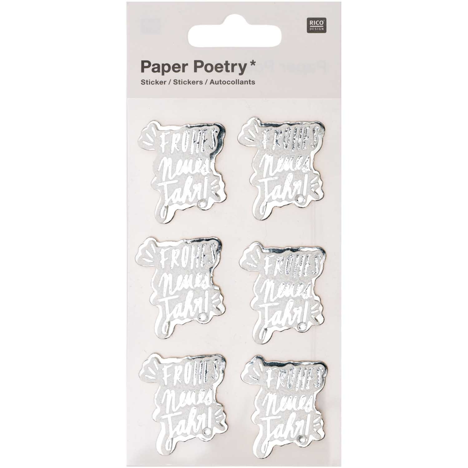 Paper Poetry 3D-Sticker Frohes neues Jahr 6 Stück