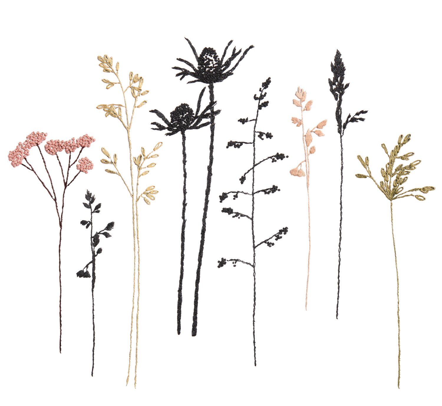 Stick & Stitch Packung Blumen und Gräser XL 8-teilig von Rico Design
