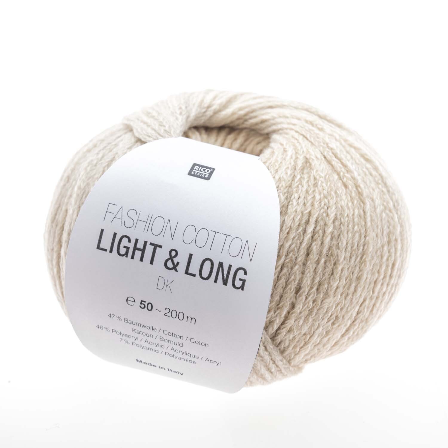 Fashion Cotton Light & Long dk 50g 185m Farbe Natur von Rico Design Fashion Cotton Light & Long dk: Weiches, naturfarbenes Garn von Rico Design, ideal für leichte Strickprojekte.