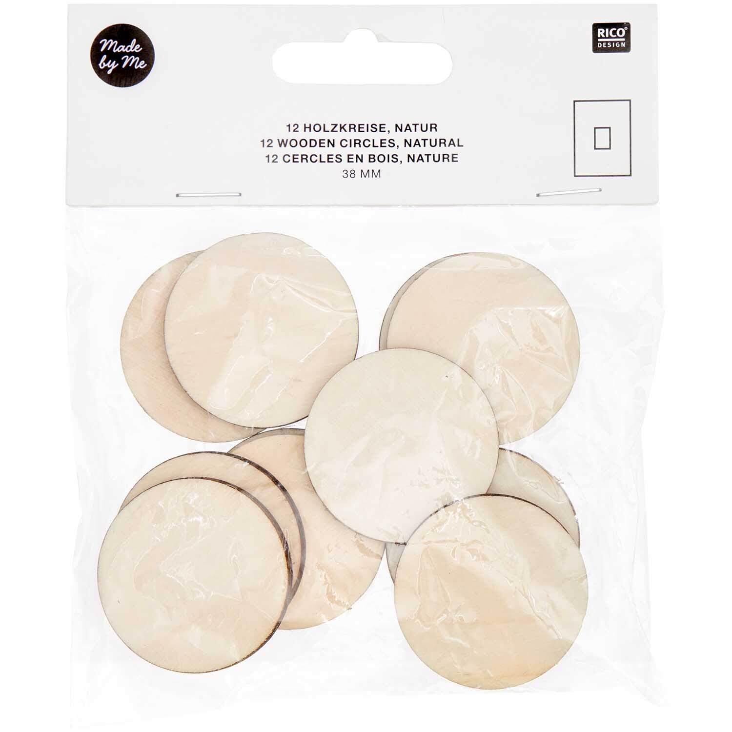 Holzkreise groß 38mm 12 Stück Holzkreise groß 38mm 12 Stück