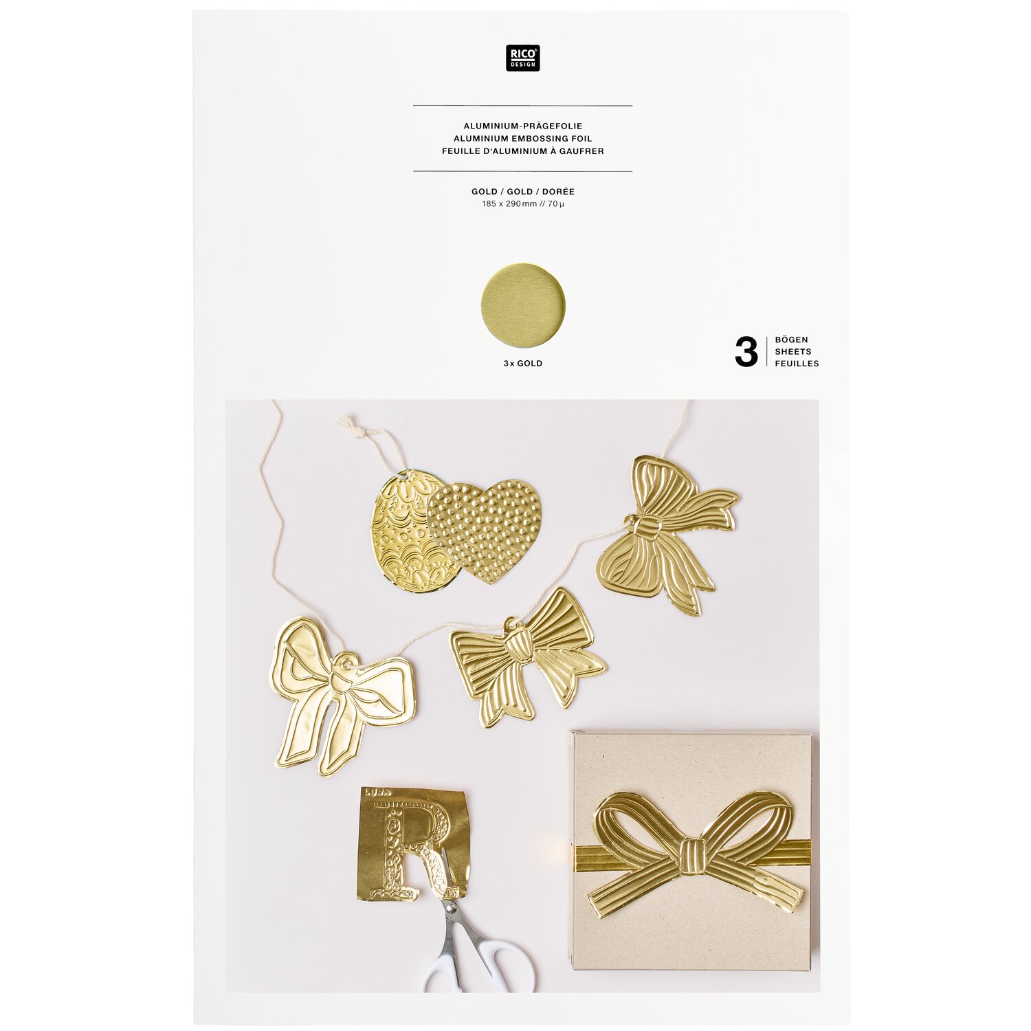 Prägefolie 3 Stück Farbe Gold von Rico Design